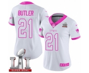 Women's Nike New England Patriots #21 Malcolm Butler Limited White-Pink Rush Fashion Super Bowl LI 51 NFL Jersey