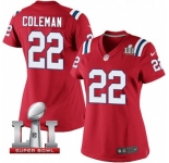 Women's Nike New England Patriots #22 Justin Coleman Elite Red Alternate Super Bowl LI 51 NFL Jersey