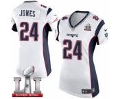 Women's Nike New England Patriots #24 Cyrus Jones Elite White Super Bowl LI 51 NFL Jersey