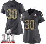 Women's Nike New England Patriots #30 Duron Harmon Limited Black 2016 Salute to Service Super Bowl LI 51 NFL Jersey