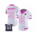 Women's Nike New England Patriots #32 Devin McCourty Limited White Pink Rush Fashion Super Bowl LI Champions NFL Jersey