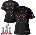 Women's Nike New England Patriots #38 Brandon Bolden Game Black Fashion Super Bowl LI 51 NFL Jersey