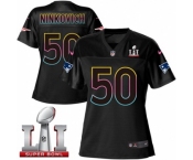 Women's Nike New England Patriots #50 Rob Ninkovich Game Black Fashion Super Bowl LI 51 NFL Jersey