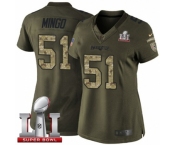 Women's Nike New England Patriots #51 Barkevious Mingo Limited Green Salute to Service Super Bowl LI 51 NFL Jersey