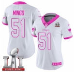 Women's Nike New England Patriots #51 Barkevious Mingo Limited White-Pink Rush Fashion Super Bowl LI 51 NFL Jersey