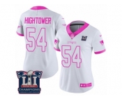 Women's Nike New England Patriots #54 Dont'a Hightower Limited White Pink Rush Fashion Super Bowl LI Champions NFL Jersey