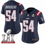 Women's Nike New England Patriots #54 Tedy Bruschi Limited Navy Blue Rush Super Bowl LI 51 NFL Jersey