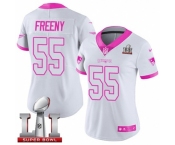 Women's Nike New England Patriots #55 Jonathan Freeny Limited White-Pink Rush Fashion Super Bowl LI 51 NFL Jersey