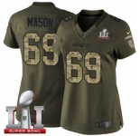 Women's Nike New England Patriots #69 Shaq Mason Limited Green Salute to Service Super Bowl LI 51 NFL Jersey
