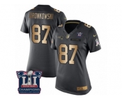 Women's Nike New England Patriots #87 Rob Gronkowski Limited Black Gold Salute to Service Super Bowl LI Champions NFL Jersey