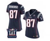 Women's Nike New England Patriots #87 Rob Gronkowski Navy Blue Team Color Super Bowl LI Champions NFL Jersey