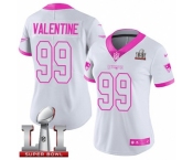 Women's Nike New England Patriots #99 Vincent Valentine Limited White-Pink Rush Fashion Super Bowl LI 51 NFL Jersey