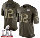 Youth Nike New England Patriots #12 Tom Brady Limited Green Salute to Service Super Bowl LI 51 NFL Jersey