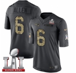 Youth Nike New England Patriots #6 Ryan Allen Limited Black 2016 Salute to Service Super Bowl LI 51 NFL Jersey
