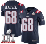 Youth Nike New England Patriots #68 LaAdrian Waddle Limited Navy Blue Rush Super Bowl LI 51 NFL Jersey