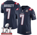 Youth Nike New England Patriots #7 Jacoby Brissett Limited Navy Blue Rush Super Bowl LI 51 NFL Jersey