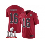 Men's Nike Atlanta Falcons #16 Justin Hardy Limited Red Rush Super Bowl LI 51 NFL Jersey