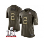 Men's Nike Atlanta Falcons #2 Matt Ryan Limited Green Salute to Service Super Bowl LI 51 NFL Jersey