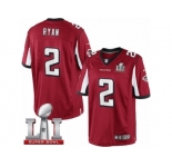 Men's Nike Atlanta Falcons #2 Matt Ryan Limited Red Team Color Super Bowl LI 51 NFL Jersey