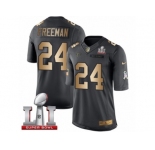 Men's Nike Atlanta Falcons #24 Devonta Freeman Limited Black Gold Salute to Service Super Bowl LI 51 NFL Jersey