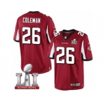 Men's Nike Atlanta Falcons #26 Tevin Coleman Limited Red Team Color Super Bowl LI 51 NFL Jersey