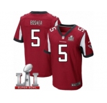 Men's Nike Atlanta Falcons #5 Matt Bosher Elite Red Team Color Super Bowl LI 51 NFL Jersey