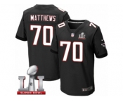 Men's Nike Atlanta Falcons #70 Jake Matthews Elite Black Alternate Super Bowl LI 51 NFL Jersey