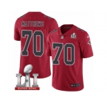 Men's Nike Atlanta Falcons #70 Jake Matthews Limited Red Rush Super Bowl LI 51 NFL Jersey