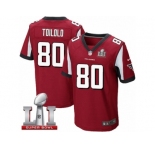 Men's Nike Atlanta Falcons #80 Levine Toilolo Elite Red Team Color Super Bowl LI 51 NFL Jersey