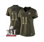 Women's Nike Atlanta Falcons #11 Julio Jones Limited Green Salute to Service Super Bowl LI 51 NFL Jersey