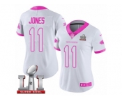 Women's Nike Atlanta Falcons #11 Julio Jones Limited White Pink Rush Fashion Super Bowl LI 51 NFL Jersey