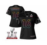 Women's Nike Atlanta Falcons #16 Justin Hardy Game Black Fashion Super Bowl LI 51 NFL Jersey