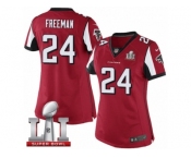 Women's Nike Atlanta Falcons #24 Devonta Freeman Limited Red Team Color Super Bowl LI 51 NFL Jersey