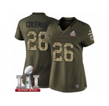 Women's Nike Atlanta Falcons #26 Tevin Coleman Limited Green Salute to Service Super Bowl LI 51 NFL Jersey