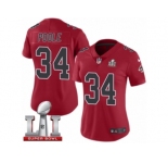 Women's Nike Atlanta Falcons #34 Brian Poole Limited Red Rush Super Bowl LI 51 NFL Jersey