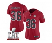 Women's Nike Atlanta Falcons #36 Kemal Ishmael Limited Red Rush Super Bowl LI 51 NFL Jersey