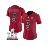 Women's Nike Atlanta Falcons #5 Matt Bosher Limited Red Rush Super Bowl LI 51 NFL Jersey