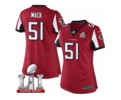 Women's Nike Atlanta Falcons #51 Alex Mack Limited Red Team Color Super Bowl LI 51 NFL Jersey