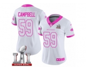 Women's Nike Atlanta Falcons #59 De'Vondre Campbell Limited White Pink Rush Fashion Super Bowl LI 51 NFL Jersey