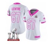 Women's Nike Atlanta Falcons #67 Andy Levitre Limited White Pink Rush Fashion Super Bowl LI 51 NFL Jersey