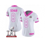Women's Nike Atlanta Falcons #8 Matt Schaub Limited White Pink Rush Fashion Super Bowl LI 51 NFL Jersey