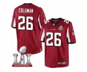 Youth Nike Atlanta Falcons #26 Tevin Coleman Limited Red Team Color Super Bowl LI 51 NFL Jersey