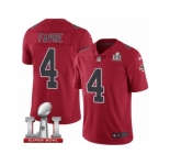 Youth Nike Atlanta Falcons #4 Brett Favre Limited Red Rush Super Bowl LI 51 NFL Jersey