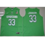 Michigan State Spartans #33 Magic Johnson Apple Green Authentic Basketball Stitched NCAA Jersey