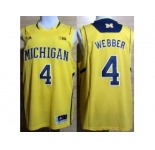 Michigan Wolverines #4 Chirs Webber Big 10 Patch Yellow Jerseys
