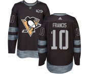 Adidas Pittsburgh Penguins #10 Ron Francis Authentic Black 1917-2017 100th Anniversary NHL Jersey