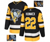 Adidas Pittsburgh Penguins #22 Matt Hunwick Authentic Black Fashion Gold NHL Jersey