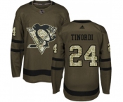 Adidas Pittsburgh Penguins #24 Jarred Tinordi Authentic Green Salute to Service NHL Jersey