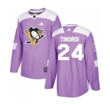 Adidas Pittsburgh Penguins #24 Jarred Tinordi Authentic Purple Fights Cancer Practice NHL Jersey