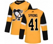 Adidas Pittsburgh Penguins #41 Daniel Sprong Authentic Gold Alternate NHL Jersey